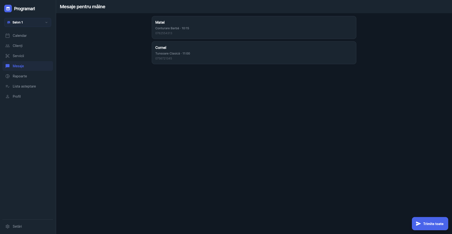 Screenshot Comunicare & Notificări
